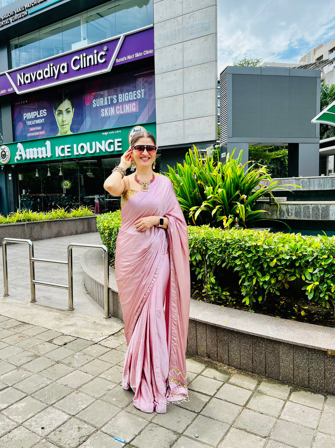 Peach SATAN SAREE