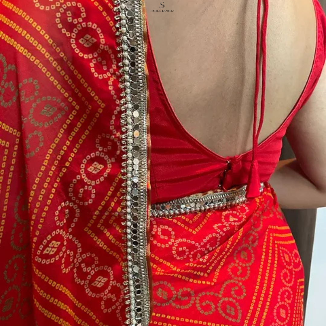 Red BANDHANI SAREE